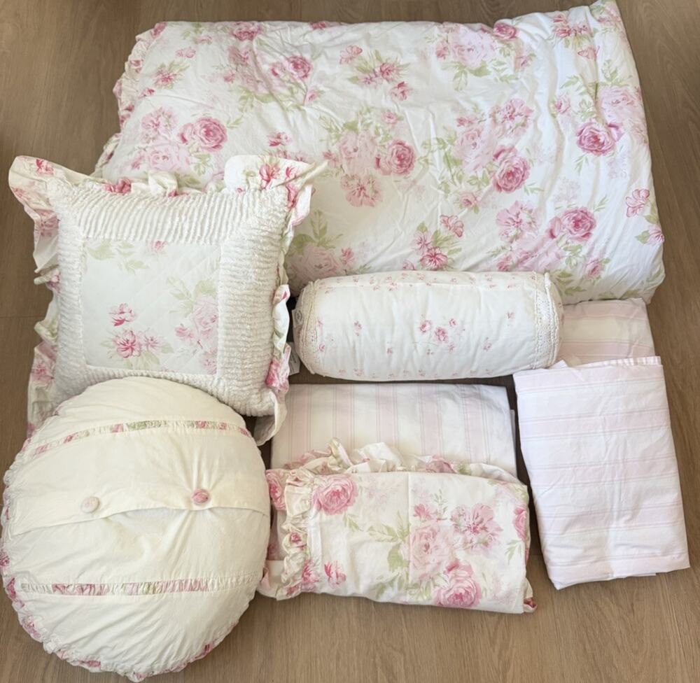 Rachel Ashwell Peony Shabby Chic Treasures Twin Comforter Set 9 Piece Vintage